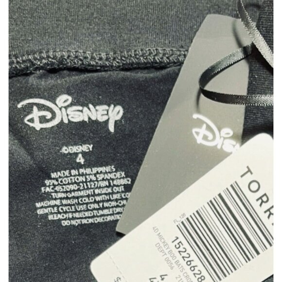 Disney +4 Black Stretch Waist Mickey Bats-Ghost Graphics Cotton Crop Leggings - Picture 7 of 7